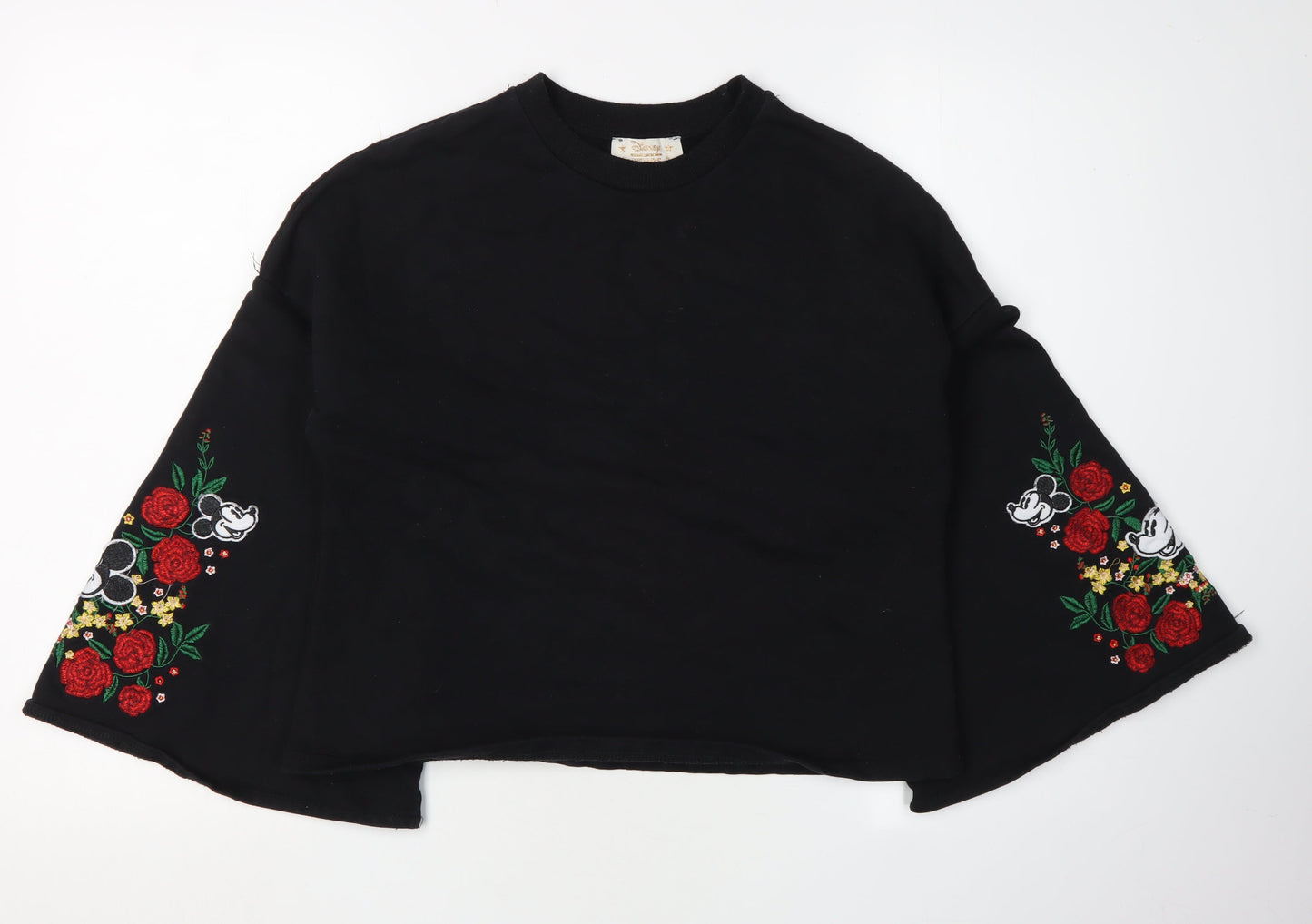 Disney Women’s Black Embroidered Pullover Sweatshirt, S