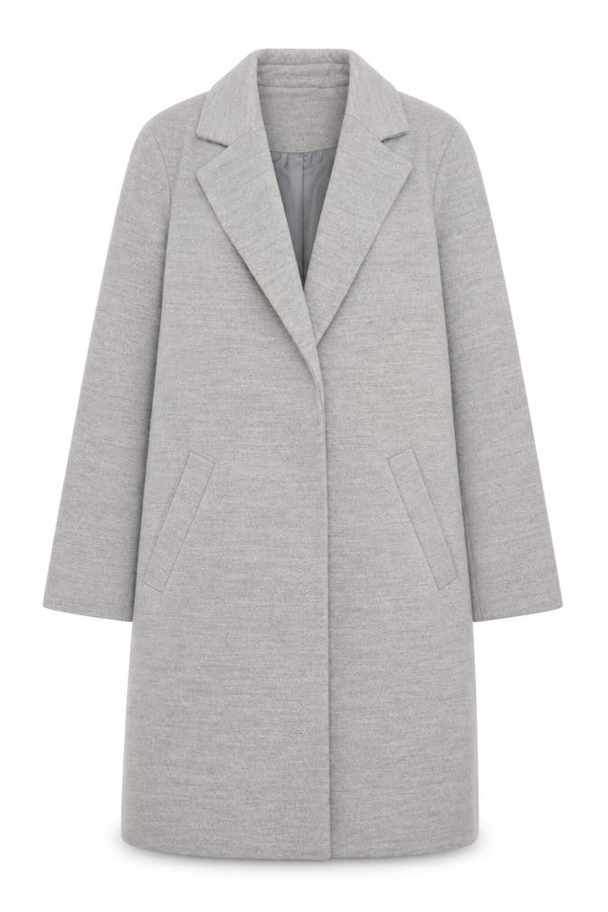 New Look Women's Grey Overcoat, Size 8, Classic Style