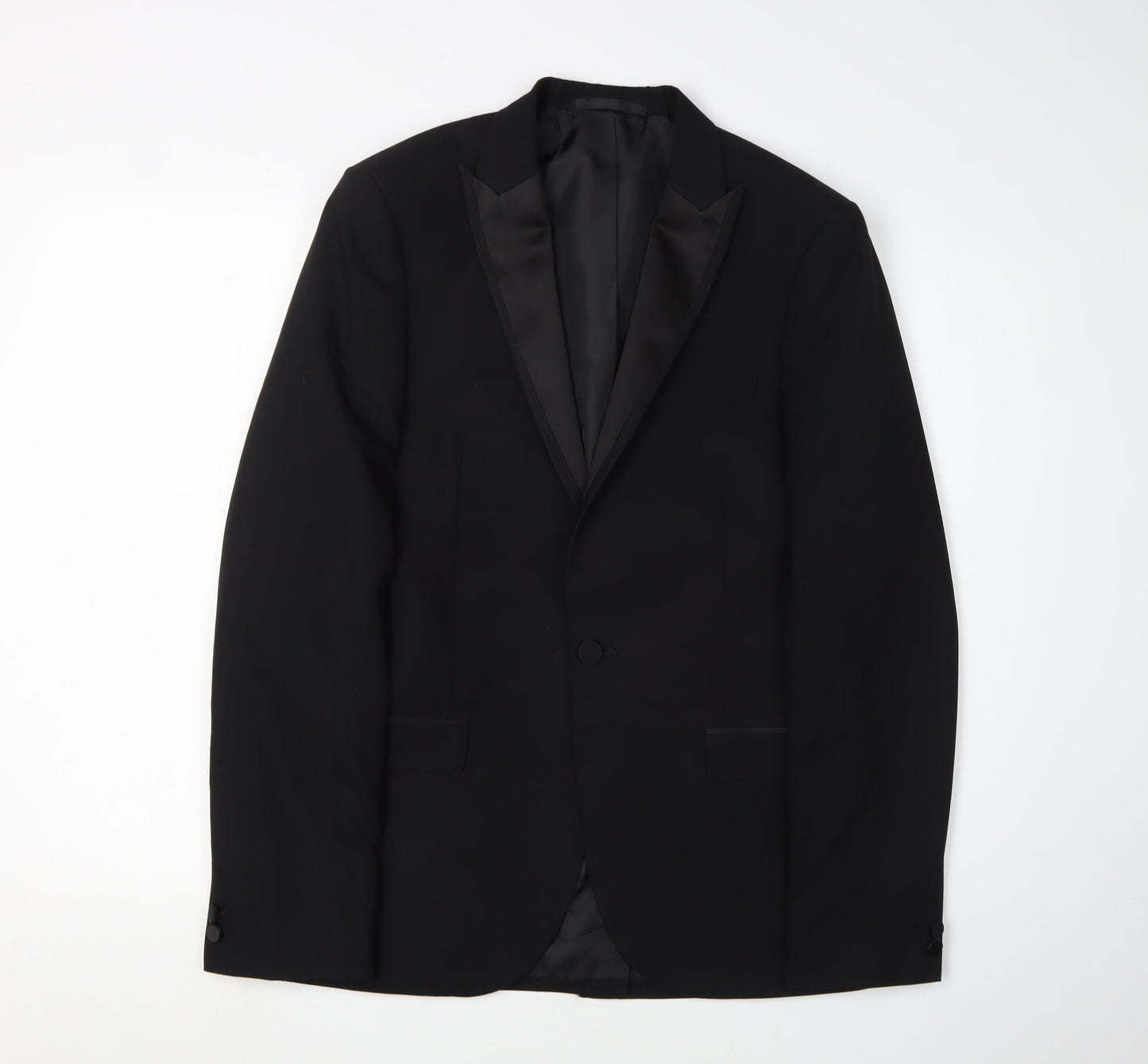 Moss London Men's Black Slim Tuxedo Jacket 38L