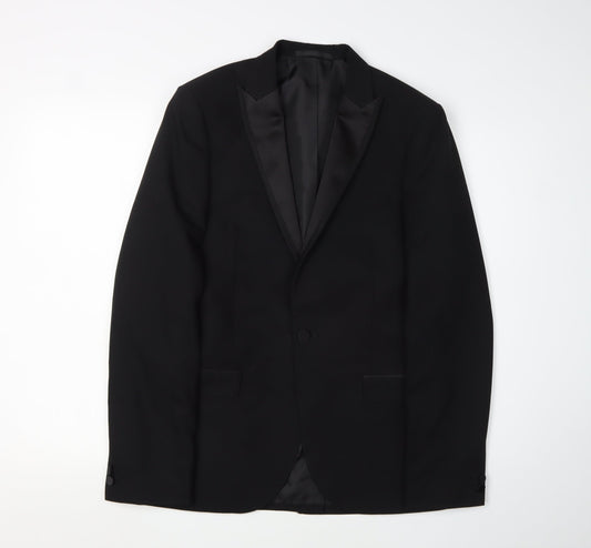 Moss London Men's Black Slim Tuxedo Jacket 38L