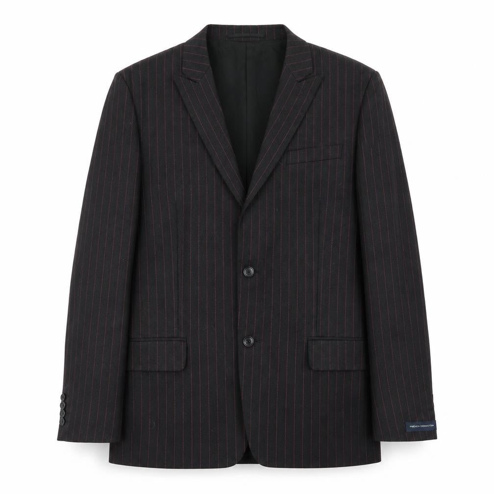 Front view of French Connection Men's Black Striped Blazer, size 42
