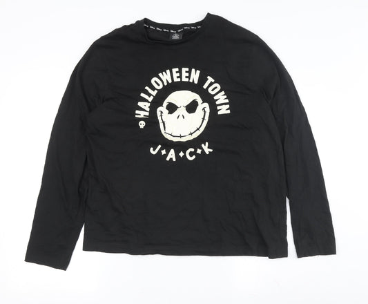 Disney Men's Black Jack Skellington Halloween T-Shirt M