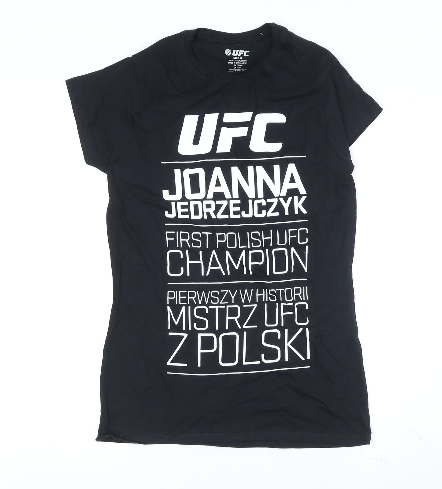 Unisex Adultss UK Size M UFC Black 100% Cotton T-Shirt
