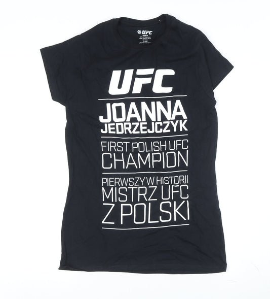 Unisex Adultss UK Size M UFC Black 100% Cotton T-Shirt
