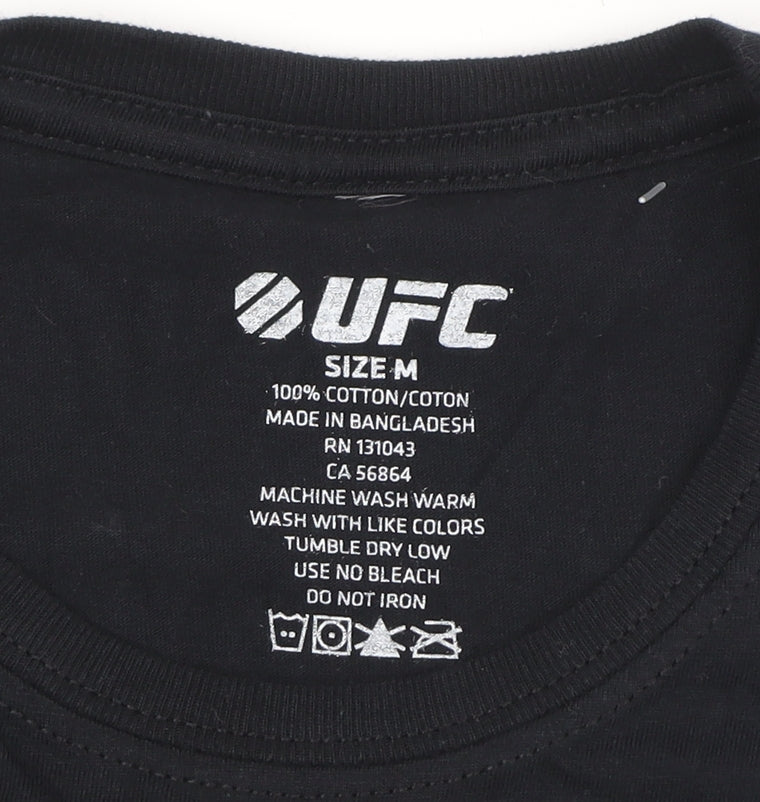 Unisex Adultss UK Size M UFC Black 100% Cotton T-Shirt