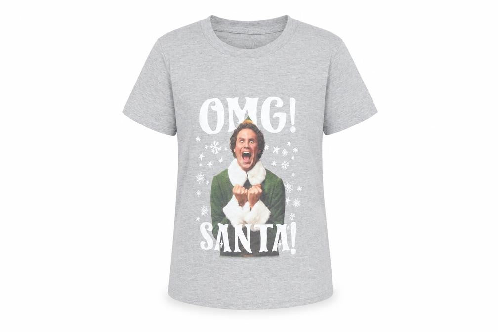 Elf Christmas Grey T-Shirt Unisex Kids 7-8 Years Regular Fit