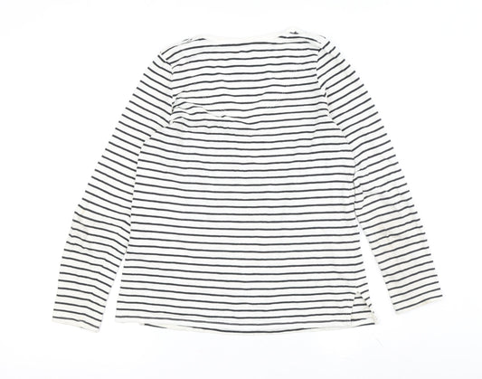 Joules Women’s White Striped V-Neck Cotton T-Shirt