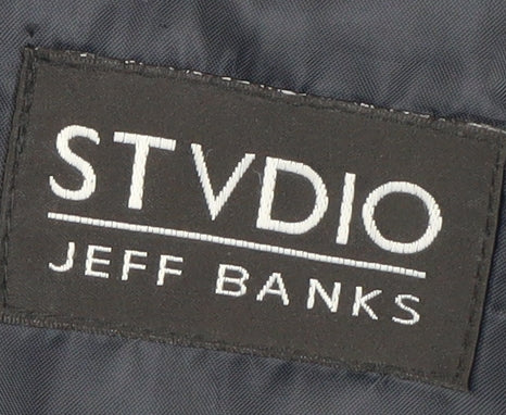 Jeff Banks Men's Black Long Blazer, Size 40L, Striped