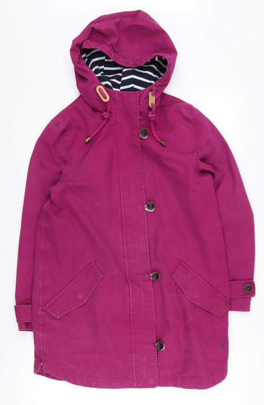 Joules Women's Pink Rain Coat Size 8 Hooded Waterproof