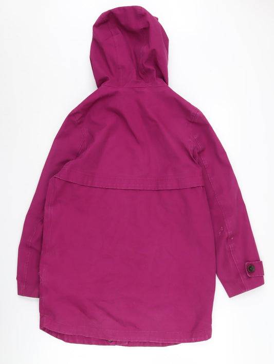 Joules Women's Pink Rain Coat Size 8 Hooded Waterproof