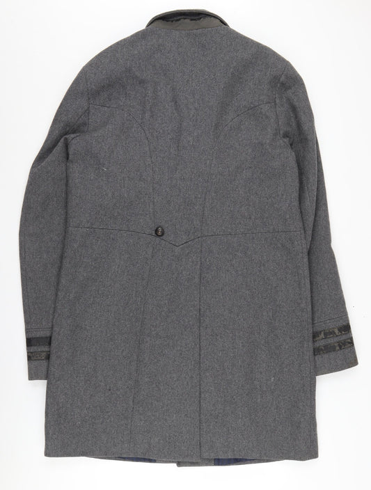 River Island Men’s Grey Pea Coat Large Classic Wool