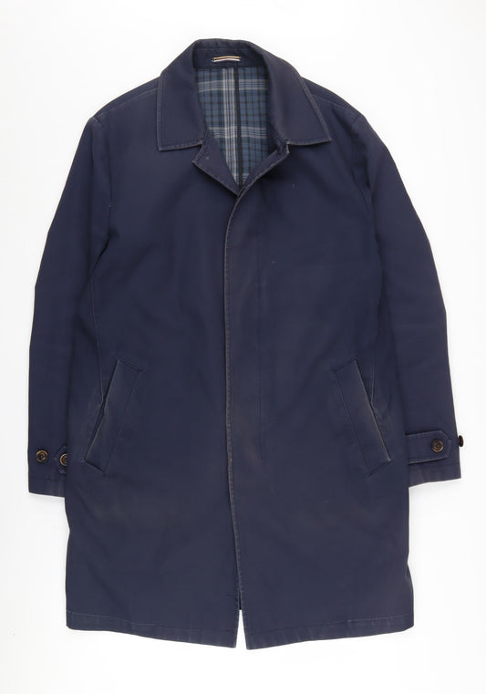 Howick Men's Blue Mid-Length Overcoat - L