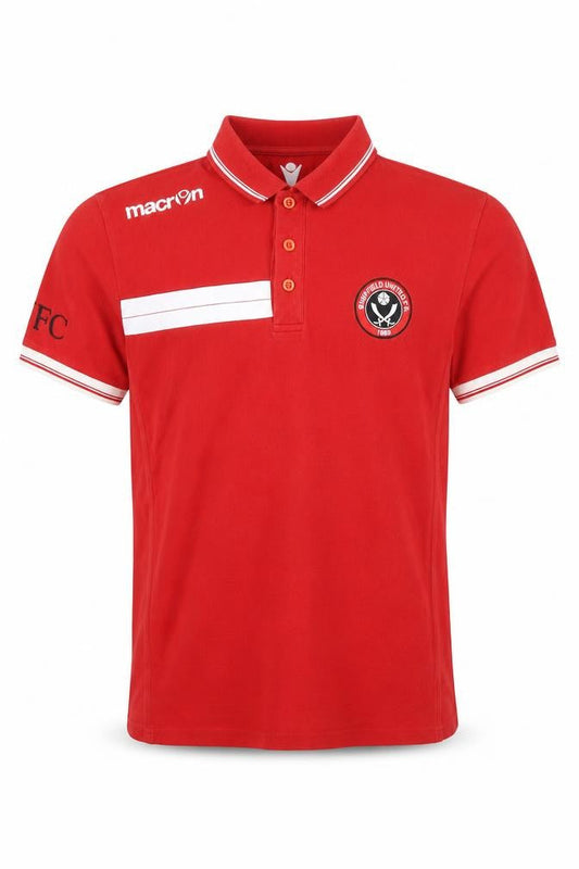 Macron Men's Red Polo Shirt L Solid Logo Cotton