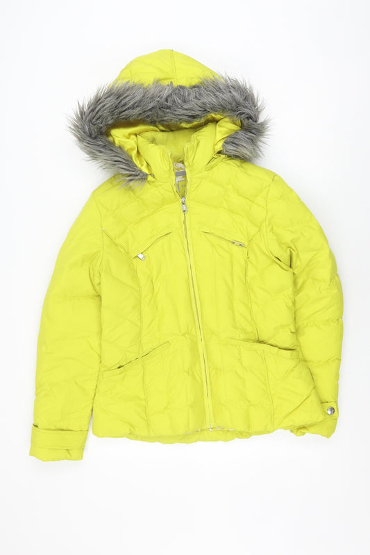 Per Una Yellow Hooded Puffer Jacket Women’s S Winter Casual