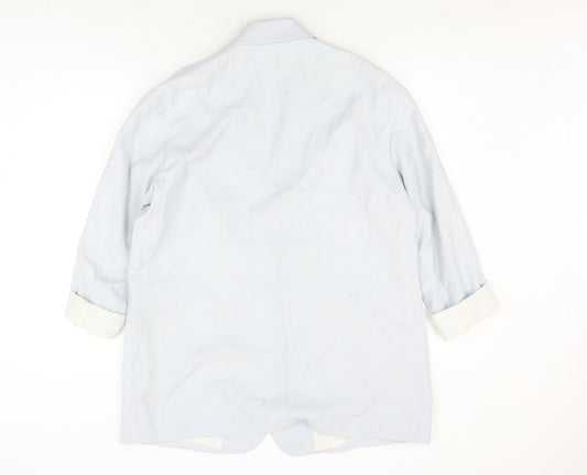 H&M Women's White Blazer S, Single Breasted, Viscose