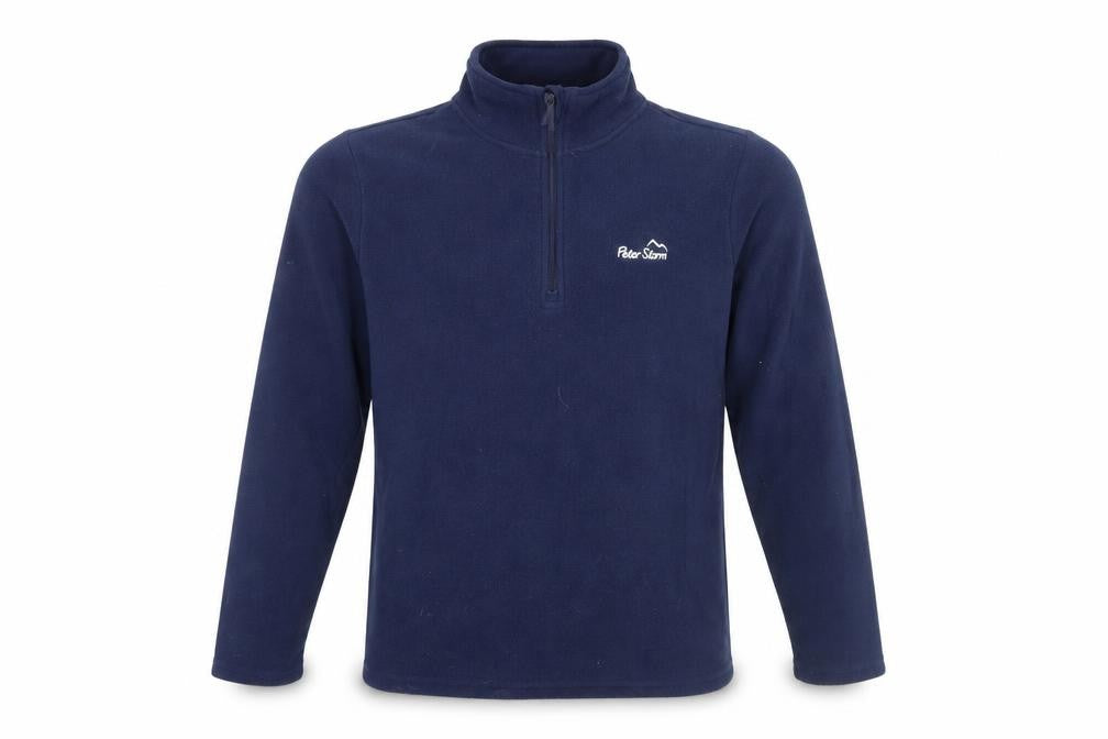 Front view of Peter Storm boys’ blue fleece 1/2 zip sweatshirt age 13
