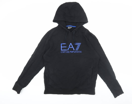 Emporio Armani Men's Black Pullover Hoodie, M, Logo