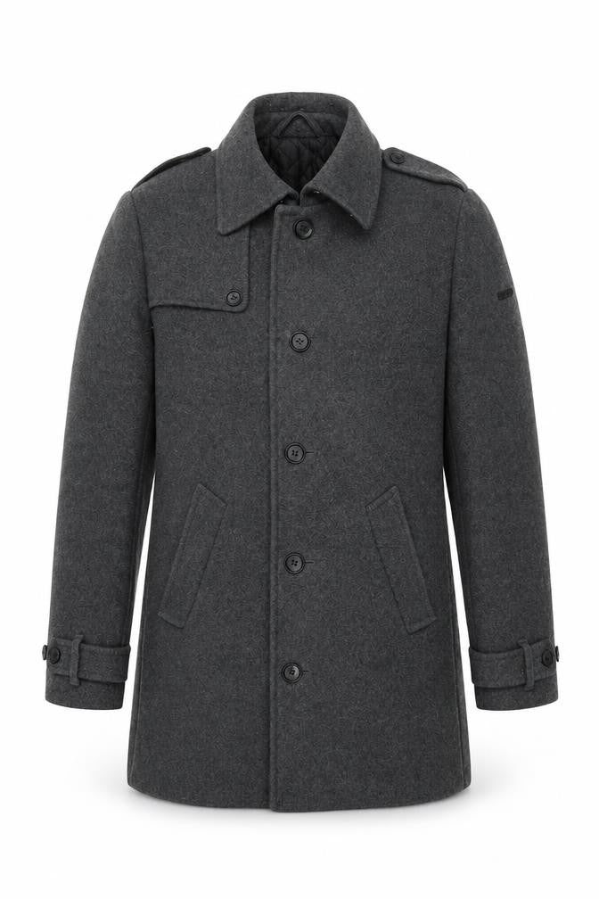ESPRIT Men's Grey Military Jacket Wool Coat 38R