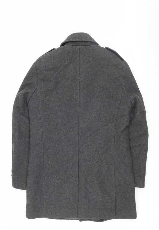 Esprit Men's Grey Military Jacket Wool Coat 38R