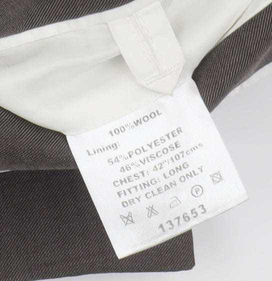 Daniel Hechter Men's Grey Suit Jacket 42 Long