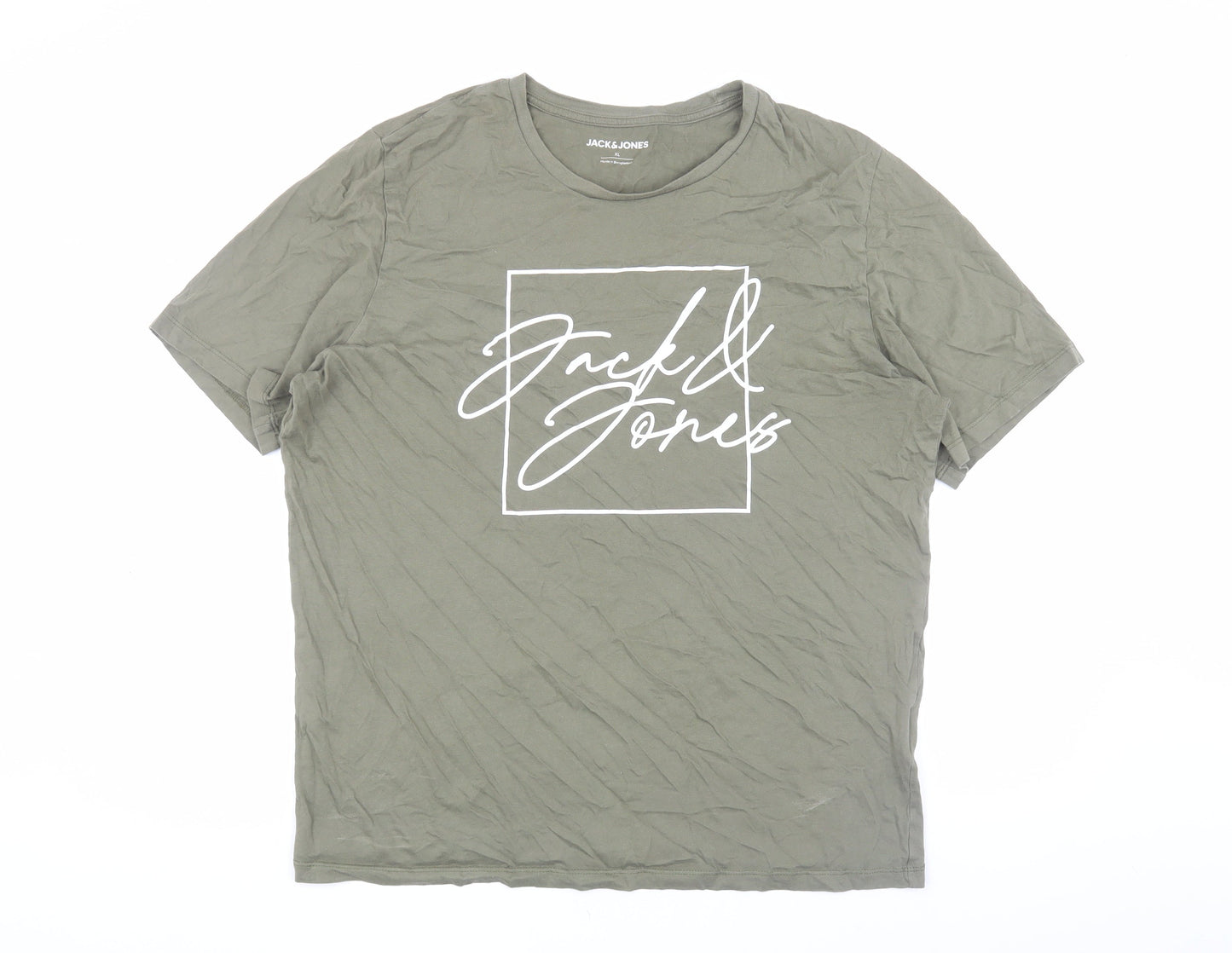 Jack & Jones Men’s Green XL T-Shirt, Cotton, Crew Neck