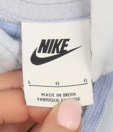 Nike Men's Blue Pullover Hoodie L with Logo