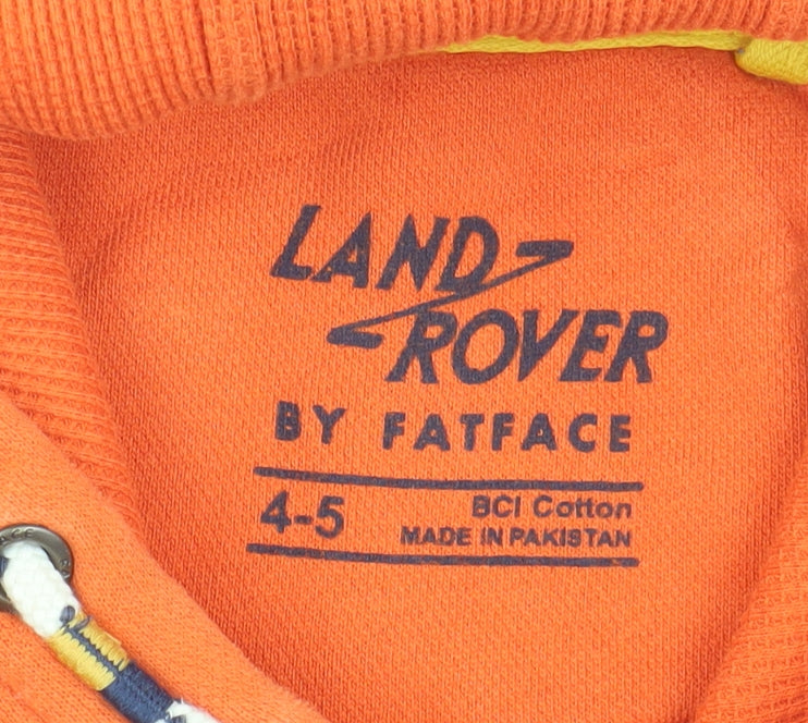 FatFace Boys Orange Pullover Hoodie, 4-5 Years, Graphic Print