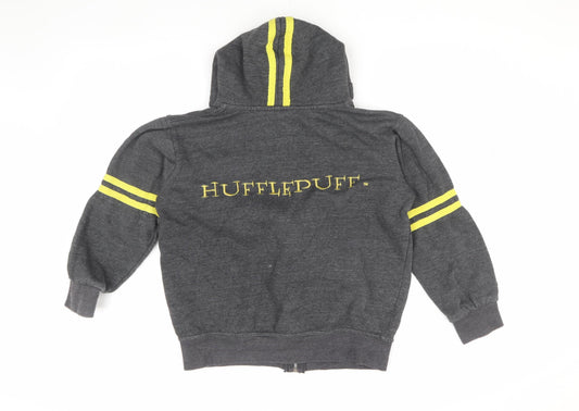 Harry Potter Boys Grey XS Full Zip Hoodie Hufflepuff Design