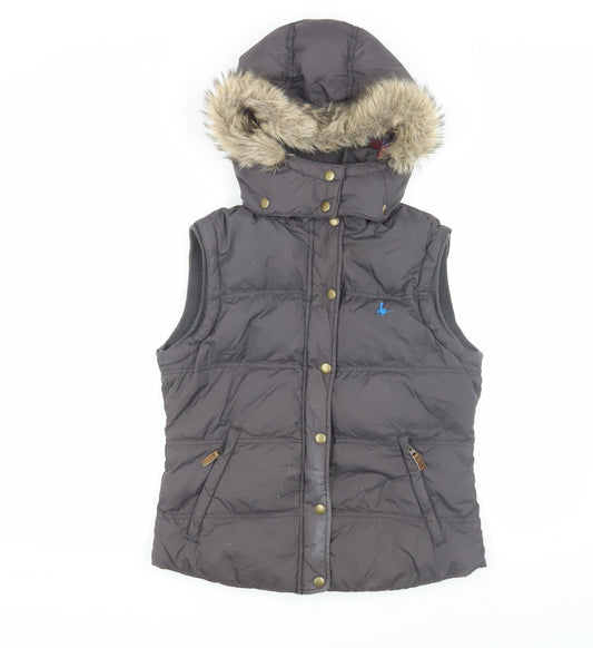 Jack Wills Women's Brown Hooded Puffer Waistcoat, Size 10