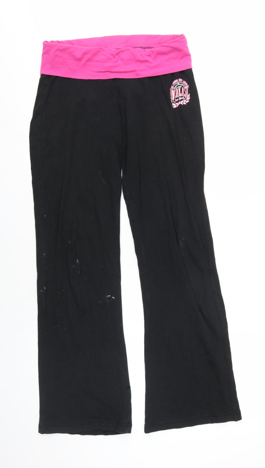 Everlast Women's Black Sweatpants Relaxed Fit Logo Sports