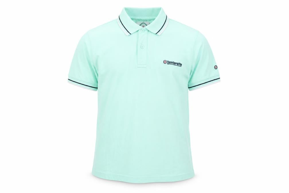 Front view of Lambretta boys’ green polo shirt -, size 16, stylish & breathable