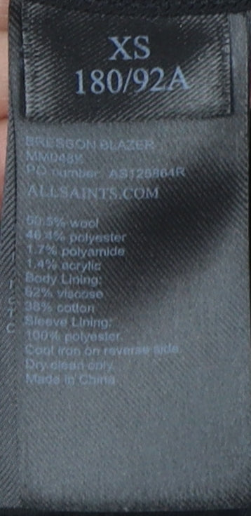 AllSaints Women's Black XS Slim Fit Wool Blazer