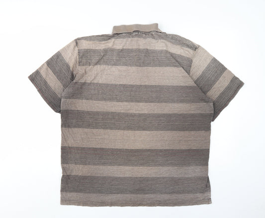Chisel Men's Beige Striped Polo XXL, Cotton Blend
