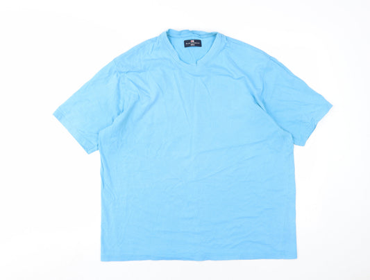 Marks and Spencer Men's Blue Crew Neck T-Shirt L