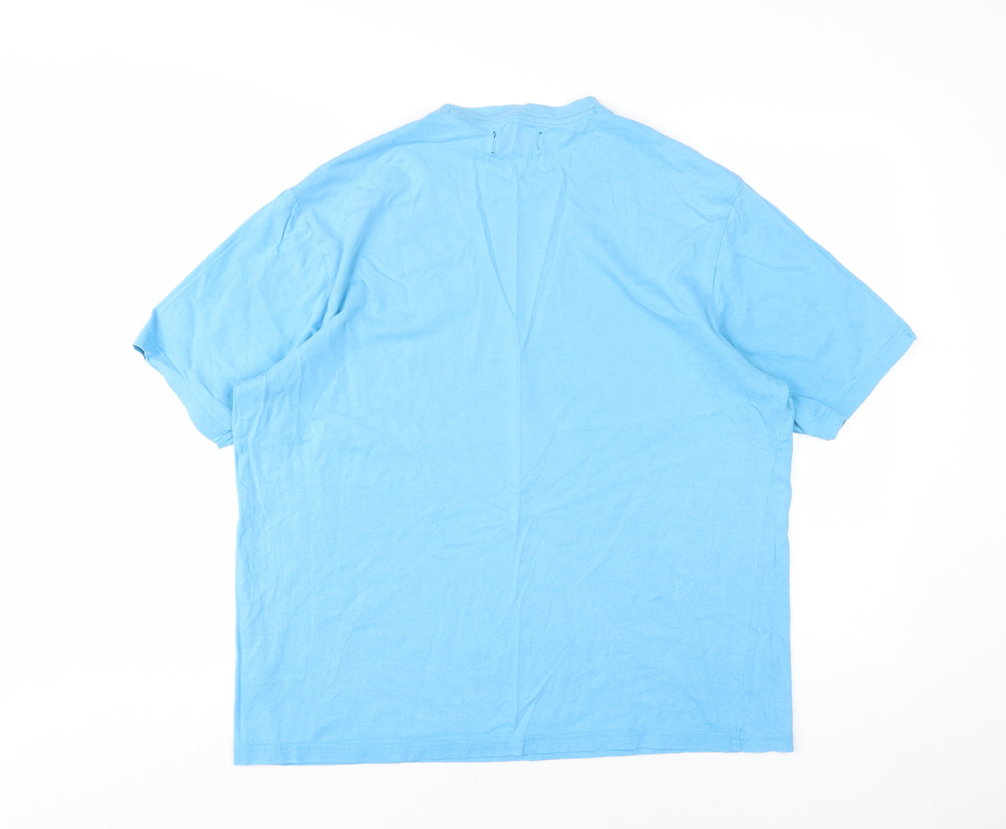 Marks and Spencer Men's Blue Crew Neck T-Shirt L
