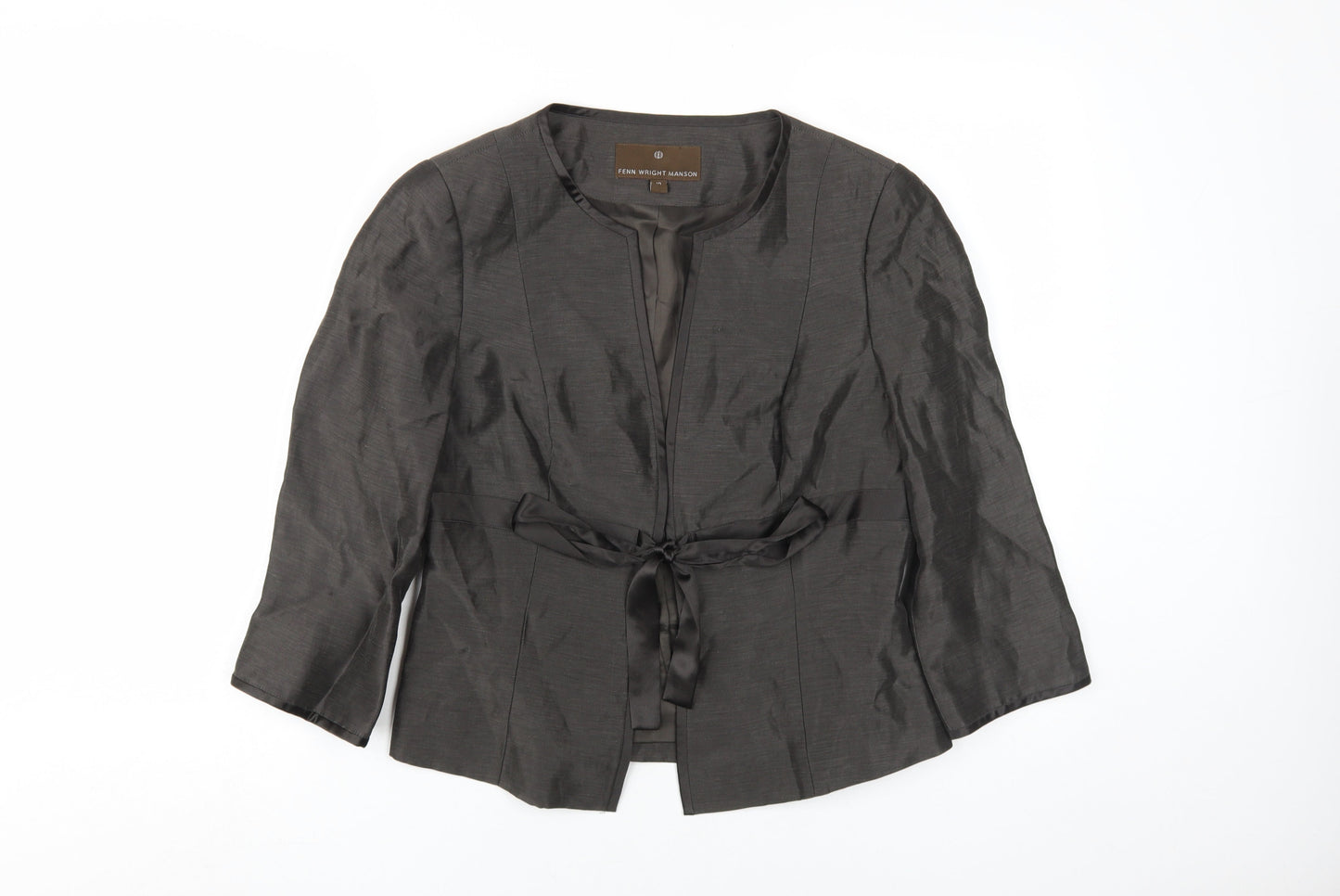 Womens UK Size 10 Regular Fenn Wright Manson Black Linen Blend Jacket