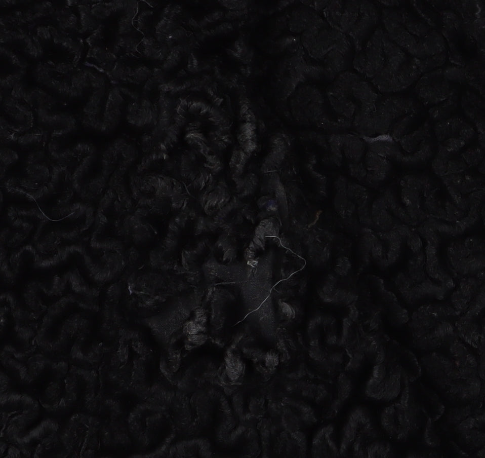 AstraFur Women's Black XL Vintage Fur Trim Overcoat