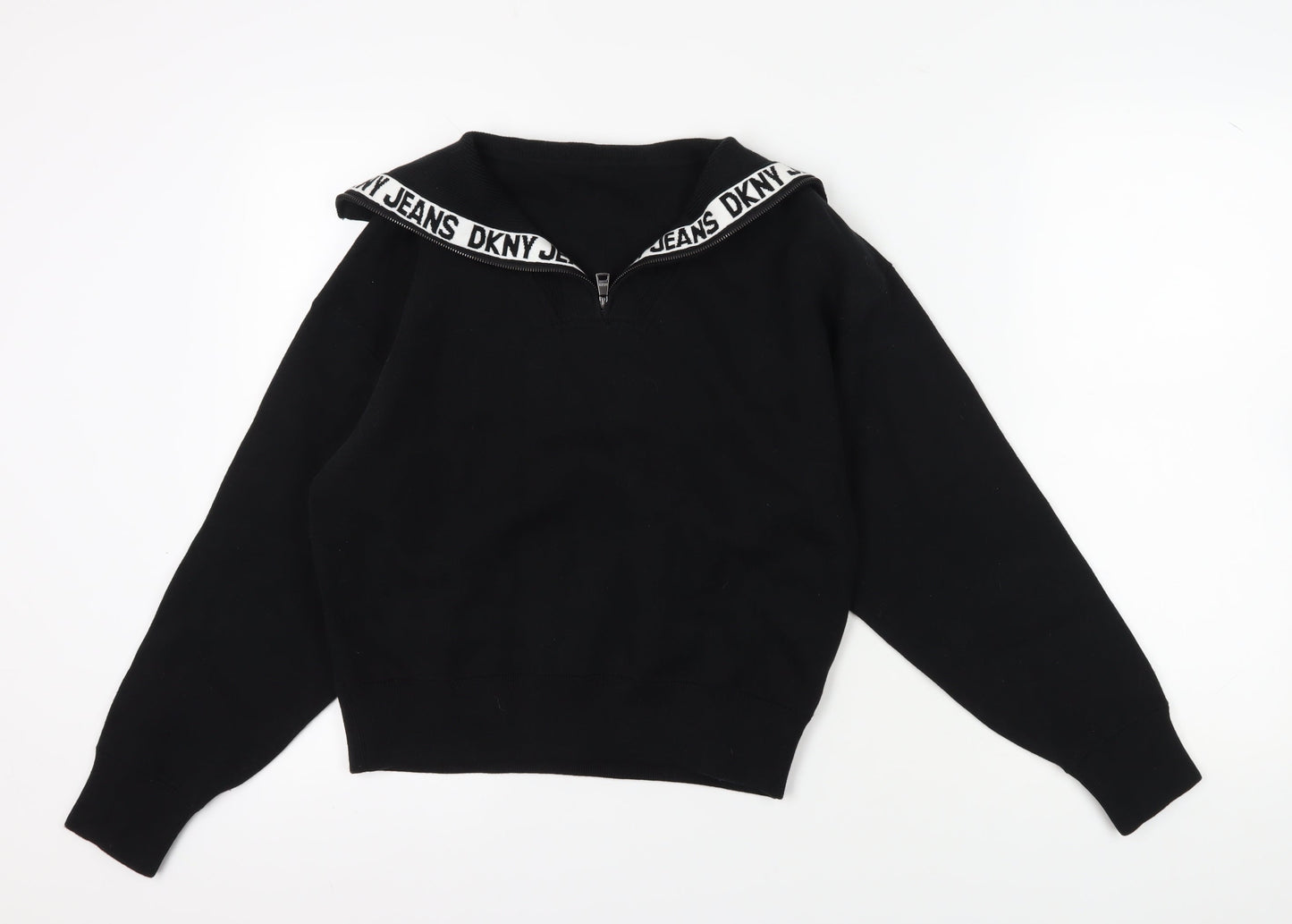 DKNY Jeans Women's Black Full Zip Knit Jumper M/L