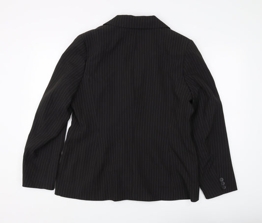 Amaranto Women's Black Pinstripe Suit Jacket Size 16