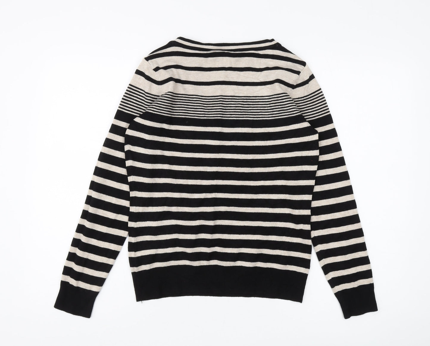 Wallis Women's Black Striped Pullover Jumper Size 12