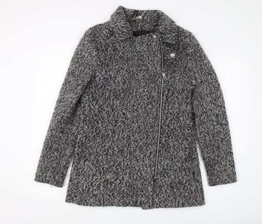 H&M Women's Grey Motorcycle Coat Size 12 - Casual Full Zip