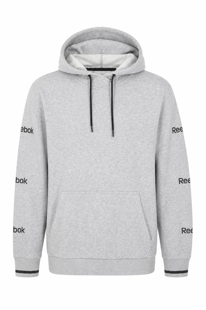 Mens UK L Regular Reebok Grey Pullover Hoodie