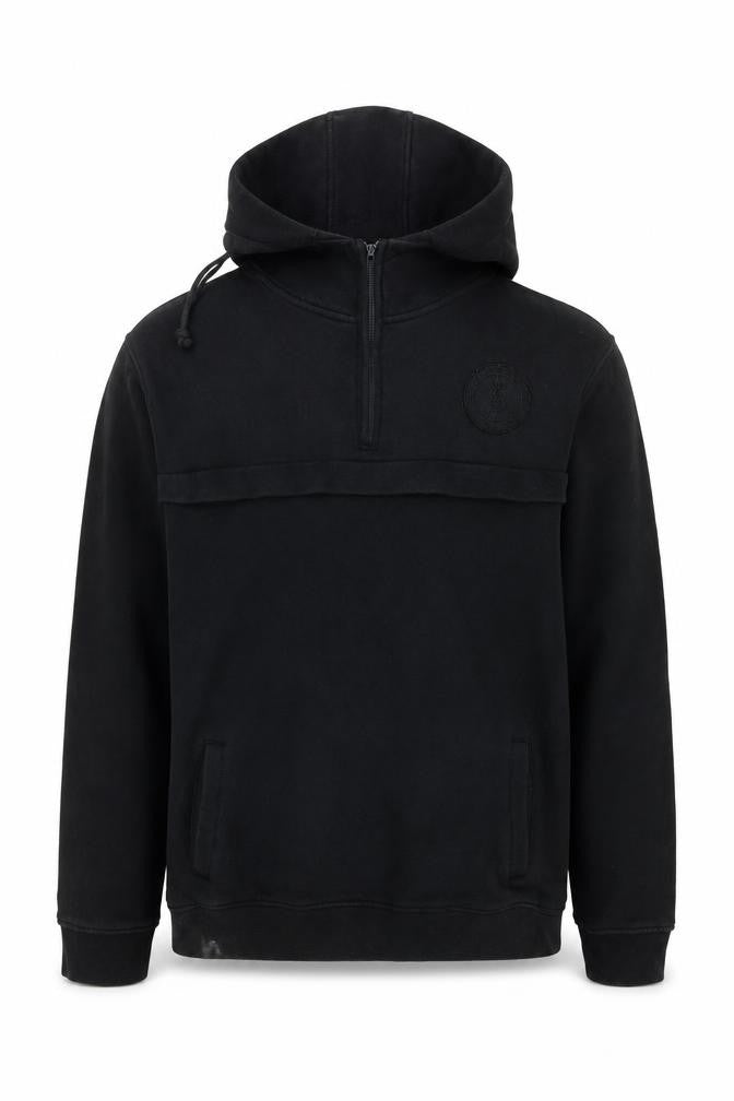 Mens UK L Regular LFC Black 1/2 Zip Hoodie