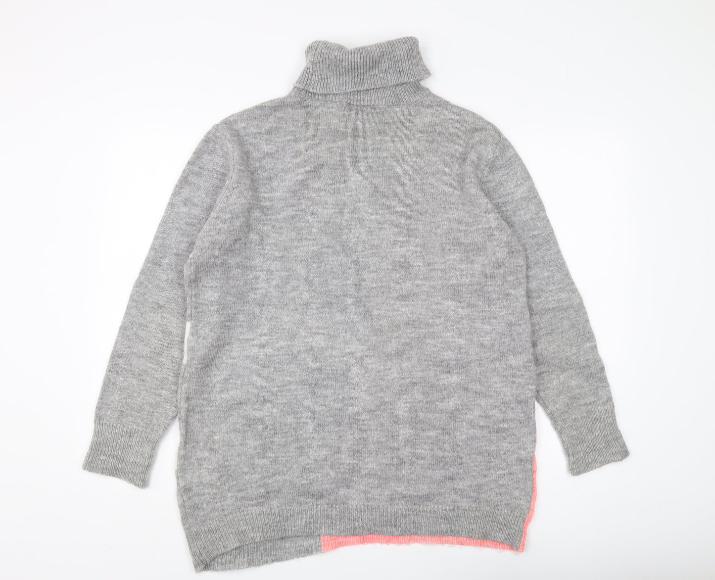Wallis Women's Grey Striped Roll Neck Jumper M