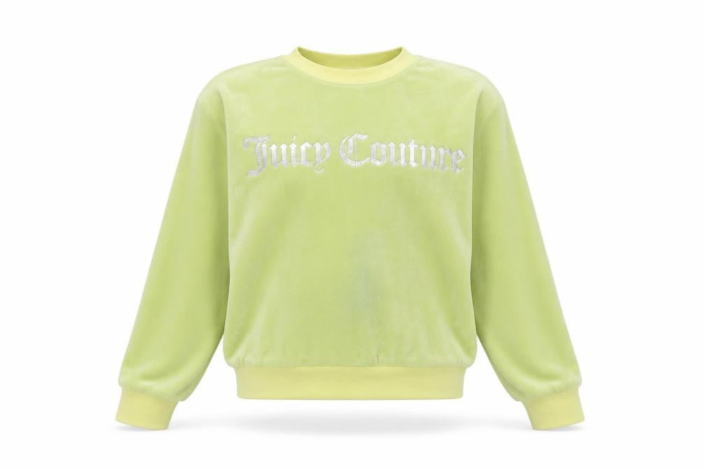 Front view of Juicy Couture girls’' yellow pullover sweatshirt 13 years