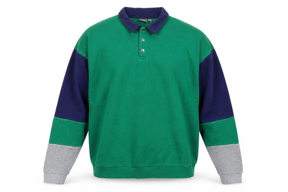Front view of ASOS Men's Green Henley Sweatshirt L Knit Cotton