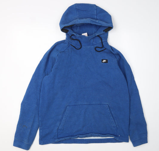 Nike Men's Blue Pullover Hoodie M with Logo Accent