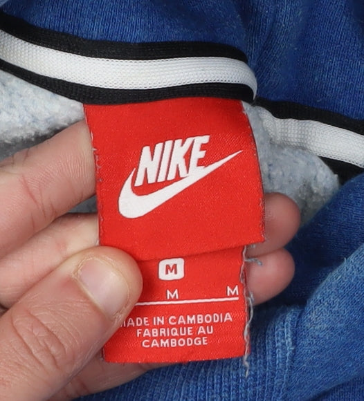 Nike Men's Blue Pullover Hoodie M with Logo Accent