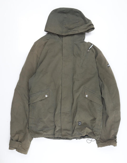 Kickers Men's Green Parka Jacket Medium Hooded