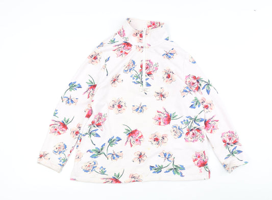Joules Women's Floral Beige Pullover in Size 12 with 1/2 Zip